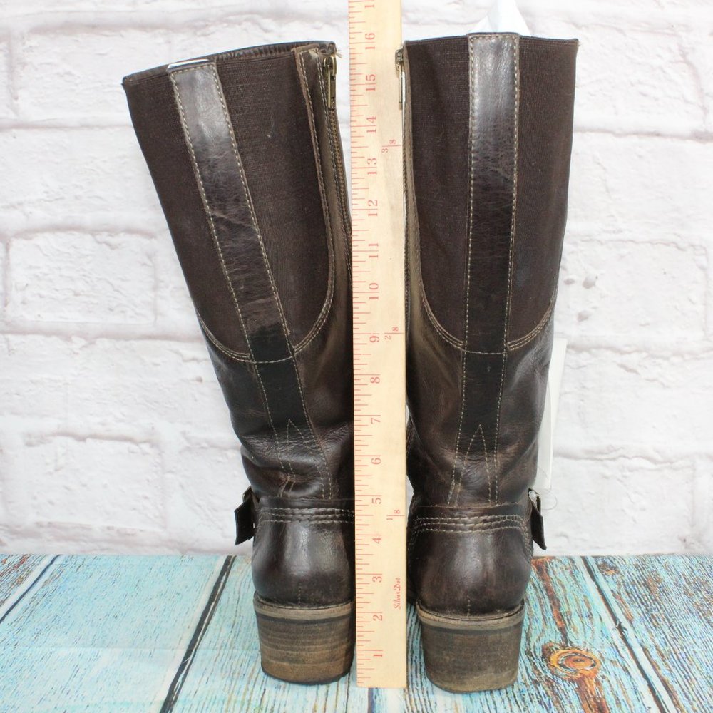 LL Bean Deerfield Brown Leather Side Zip Buckle Tall Boots Size 8.5 M(B) - Picture 6 of 10